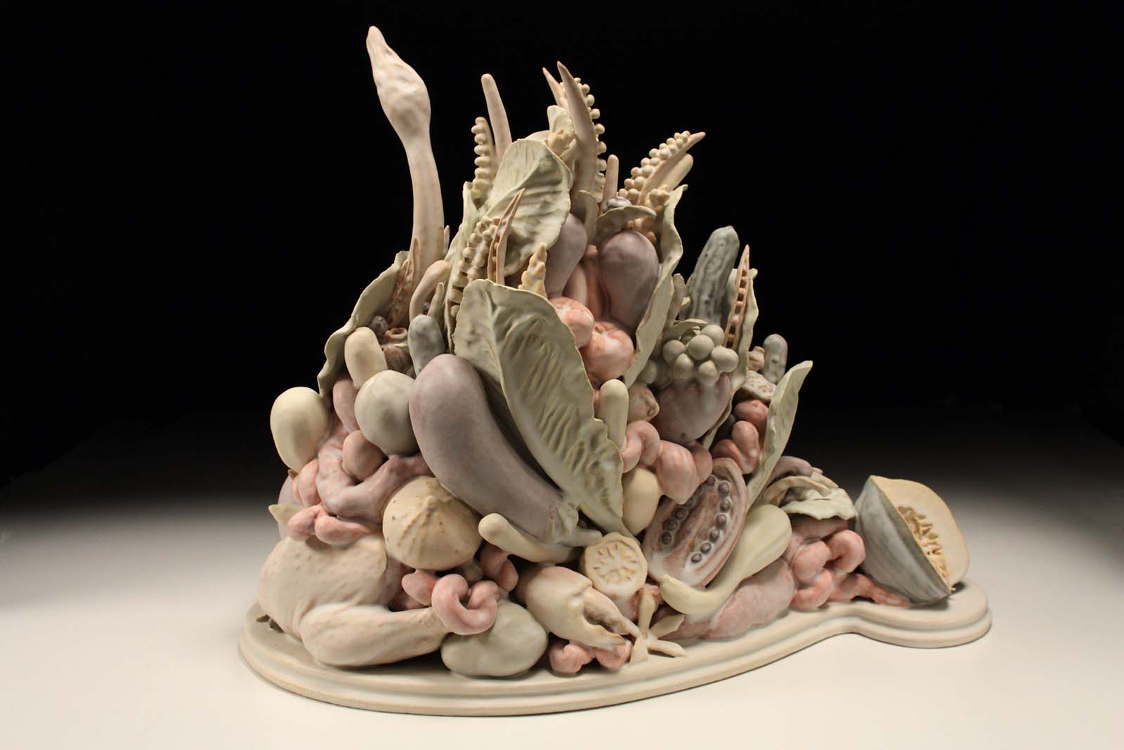 Swan song Ceramic Still Life Vanitas Glaze Sculpture by artist Dirk Staschke