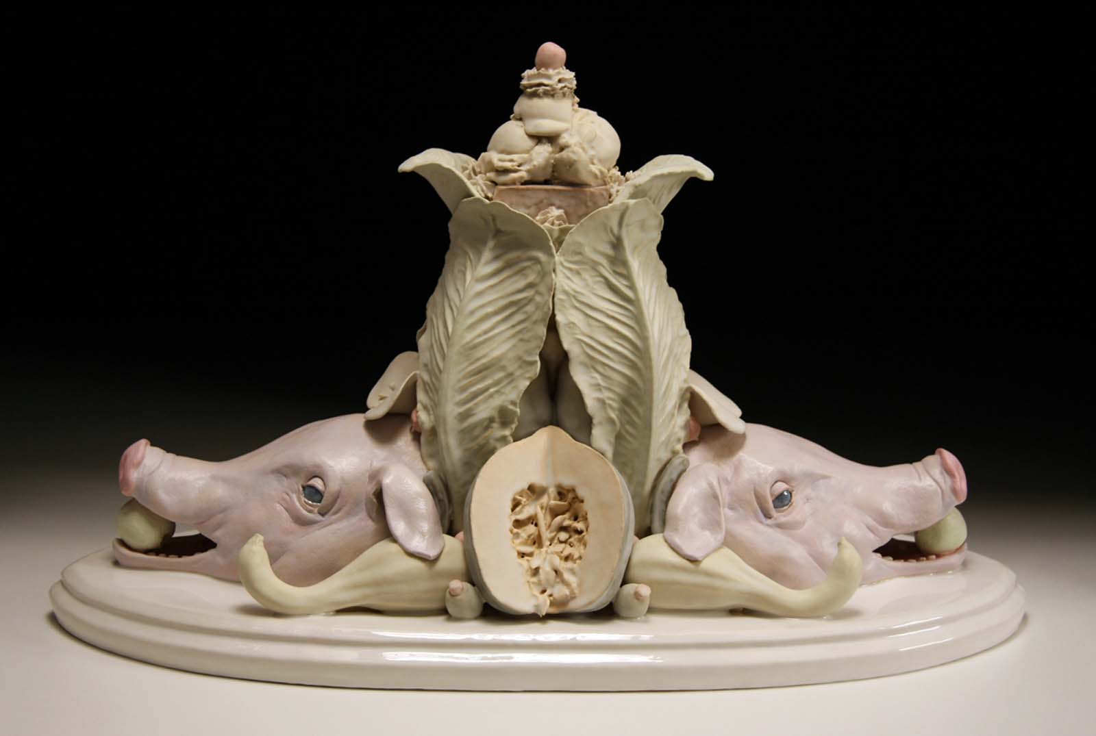 Bounty Pigs Still Life Plater Sculpture by artist Dirk Staschke