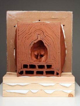 Reflection Structure Best Ceramic Glaze Contemporary clay art ceramics sculpture skull painting vanitas candle smoke - detail